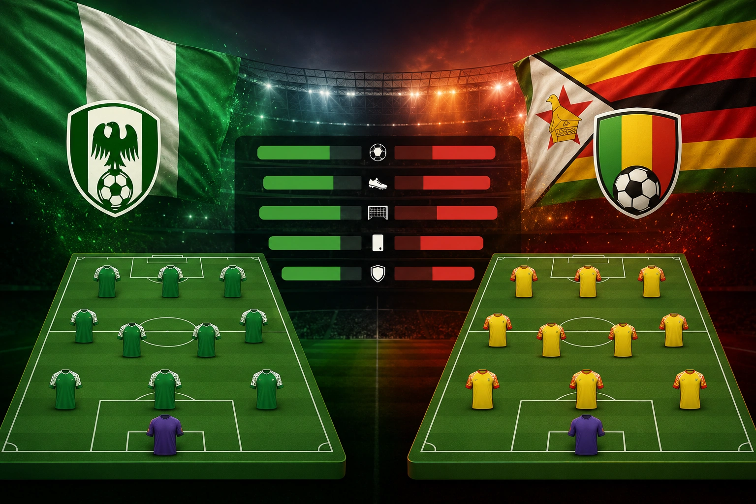 Statistik dan Susunan Pemain Nigeria vs Zimbabwe